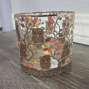 Bath & Body Works Owl Candle Holder with Colorful Leaves